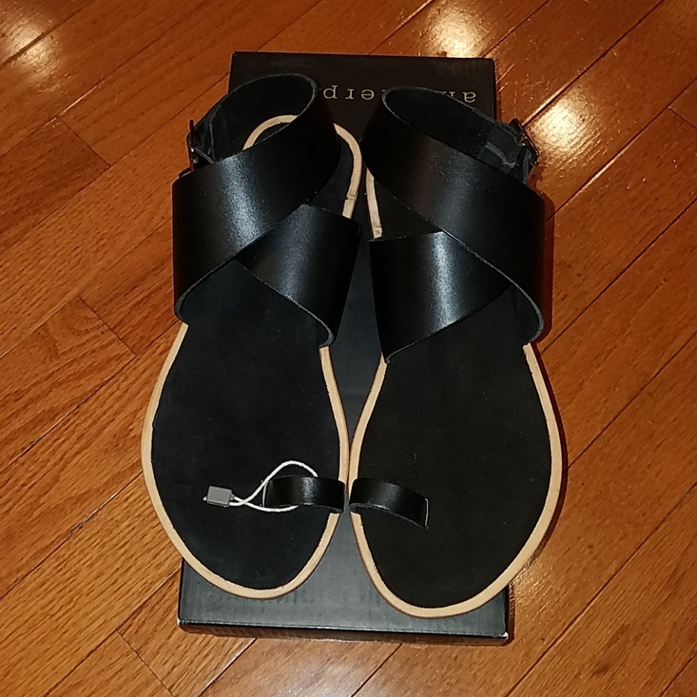 NIB Another Project Black Leather Sandals Made in Italy